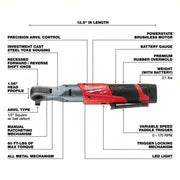 Milwaukee 2558-22 Ratchet 60 ft-lb Fastening Torque, 175 RPM Free Speed, 1 5/8 in Head Wd, Brushless Motor