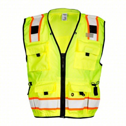 Kishigo S5000-L High-Visibility Vest ANSI Class 2, U, L, Lime, Solid Front/Mesh Back Polyester, Zipper