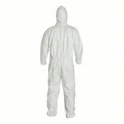 Dupont TY127SWHLG002500 Disposable Coveralls L, Tyvek® 400, Elastic Wrist, Elastic Ankle, White, Serged Seam, 25 PK