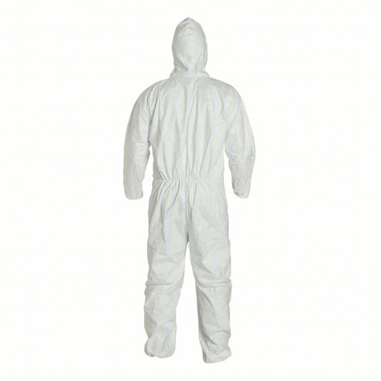 Dupont TY127SWHMD002500 Disposable Coveralls M, Tyvek® 400, Elastic Wrist, Elastic Ankle, White, Serged Seam, 25 PK