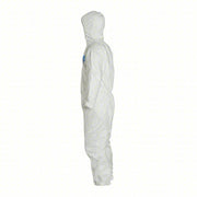 Dupont TY127SWHLG002500 Disposable Coveralls L, Tyvek® 400, Elastic Wrist, Elastic Ankle, White, Serged Seam, 25 PK
