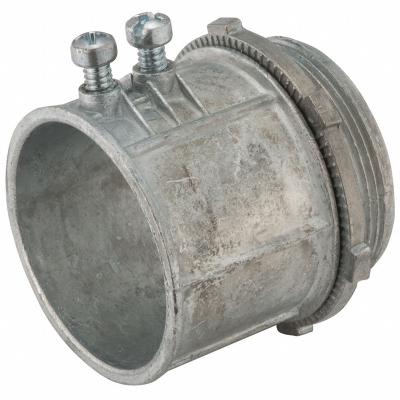 Raco 2642 Set Screw Conduit Connector, Zinc, 3 in Trade Size, 3 3/8 in Overall Lg, Non-Insulated, Gray