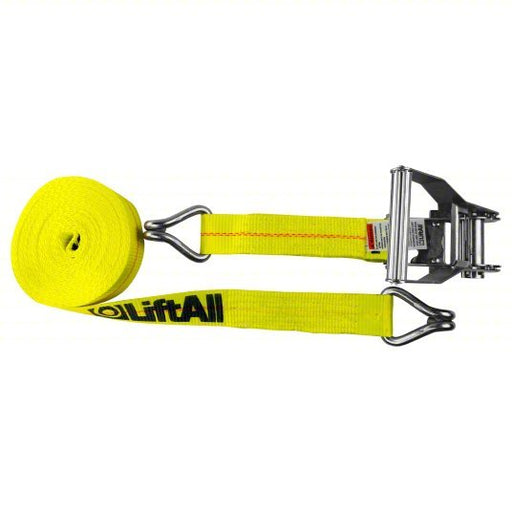 Liftall 26422X15 Tie Down Strap Ratchet, Wire-Hook, Gen Purpose, 2 in Wd, 3,300 lb WLL, Yellow, 15 ft Lg