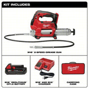 Milwaukee 2646-21CT Cordless Grease Gun 18 V Battery Volt, Battery Included, 10 fl oz Volume Per Min., Li-Ion