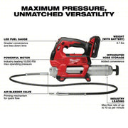 Milwaukee 2646-21CT Cordless Grease Gun 18 V Battery Volt, Battery Included, 10 fl oz Volume Per Min., Li-Ion