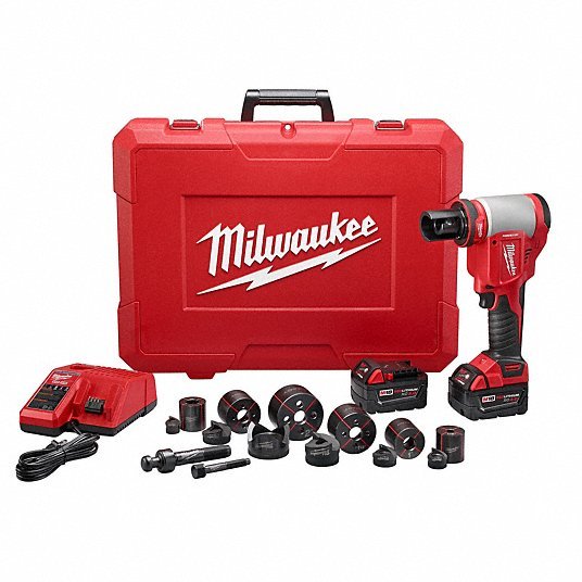 Milwaukee 2676-22 Knockout Tool Kit 18V DC, 6 in Punching Capacity (Steel), For 12 ga Max. Steel Thick