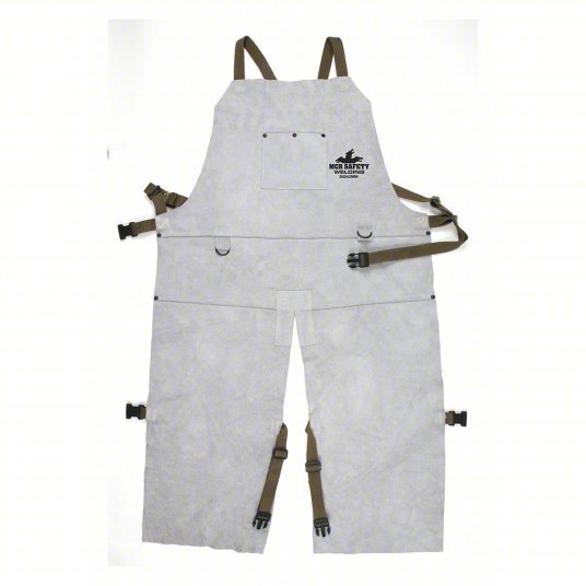 MCR Safety 38242MW Welding Apron Split Leg Apron, 42 in Lg, Gray, Cowhide, 24 in Wd