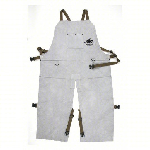 MCR Safety 38242MW Welding Apron Split Leg Apron, 42 in Lg, Gray, Cowhide, 24 in Wd