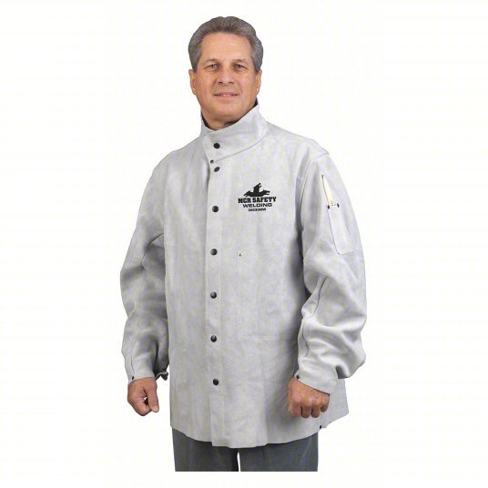 MCR Safety 38030MWXXL Welding Jacket Cowhide, Gray, 2XL, 79 in Lg