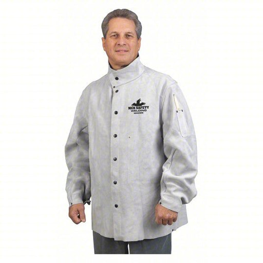 MCR Safety 38030MWXXL Welding Jacket Cowhide, Gray, 2XL, 79 in Lg