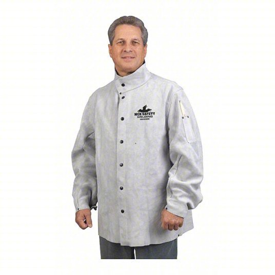 MCR Safety 38030MWXL Welding Jacket Cowhide, Gray, XL, 78 in Lg