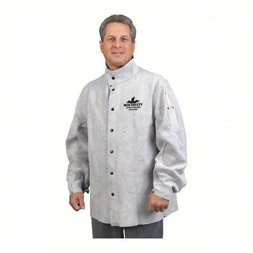 MCR Safety 38030MWXL Welding Jacket Cowhide, Gray, XL, 78 in Lg