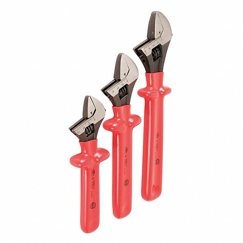 Wiha 76290 Adjustable Wrench Set Alloy Steel, Natural, Insulated Grip, 8 in to 12 in