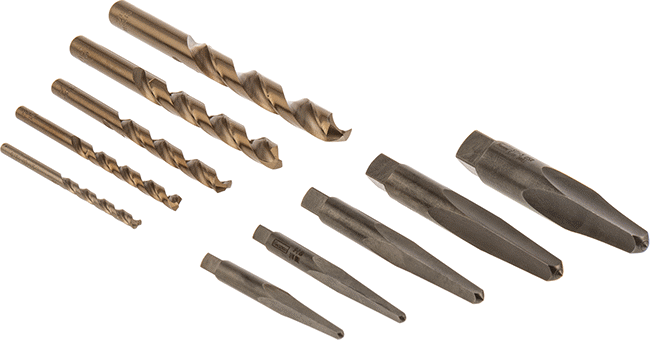 McMaster 2729A45 Extractor and Drill Bit Set, for Soft Material and Thin-Wall Parts, 5 Extractors