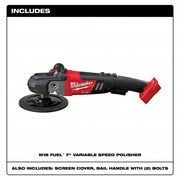 Milwaukee 2738-20 Cordless Polisher M18, Bare Tool, 7 in Backing Pad, Rotary, Hook and Loop, Variable Speed