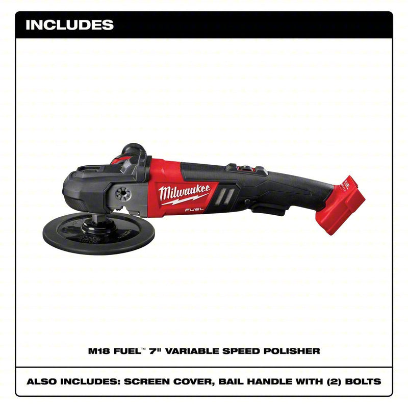 Milwaukee 2738-20 Cordless Polisher M18, Bare Tool, 7 in Backing Pad, Rotary, Hook and Loop, Variable Speed