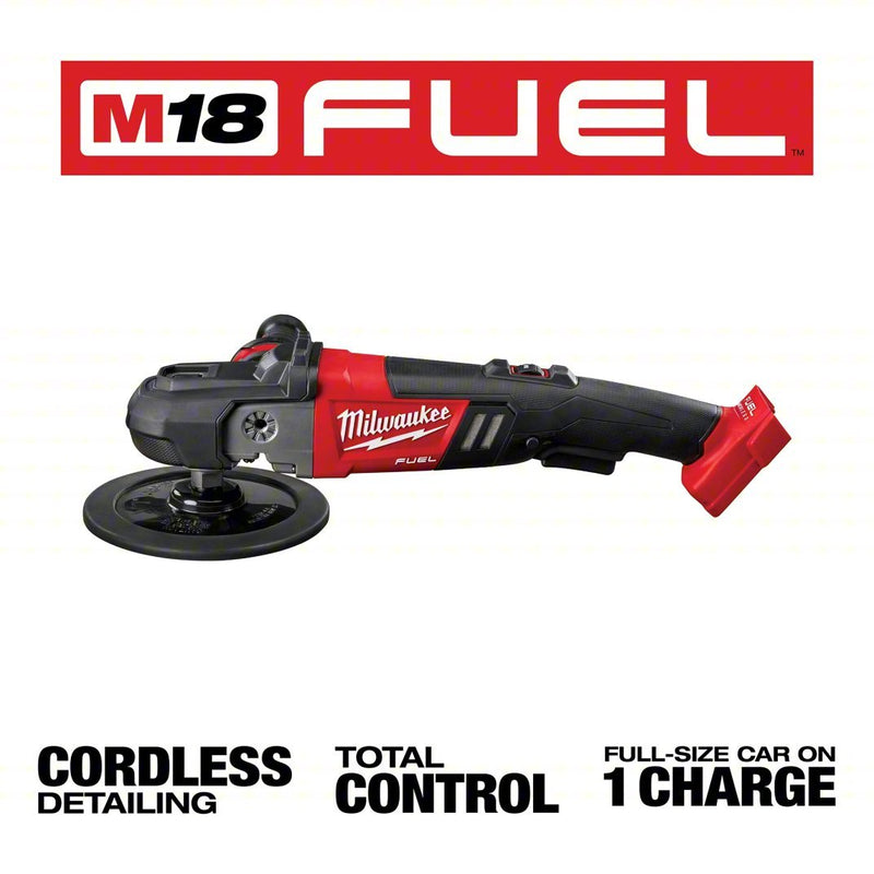 Milwaukee 2738-20 Cordless Polisher M18, Bare Tool, 7 in Backing Pad, Rotary, Hook and Loop, Variable Speed