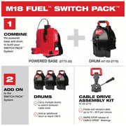 Milwaukee 2775C-222 M18 FUEL SWITCH PACK Sectional Drum Machine w/1/2” Cable