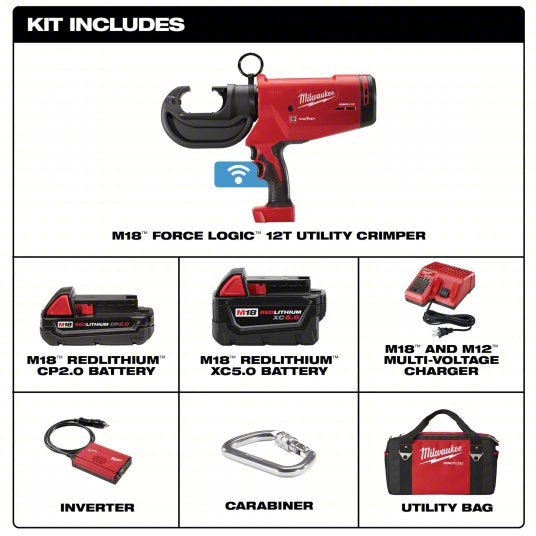 Milwaukee 2778-22 Cordless Crimping Tool Kit 18 V, Die Head, 750 kcmil Max Copper, For U Dies, C-Head Head