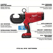 Milwaukee 2778-22 Cordless Crimping Tool Kit 18 V, Die Head, 750 kcmil Max Copper, For U Dies, C-Head Head