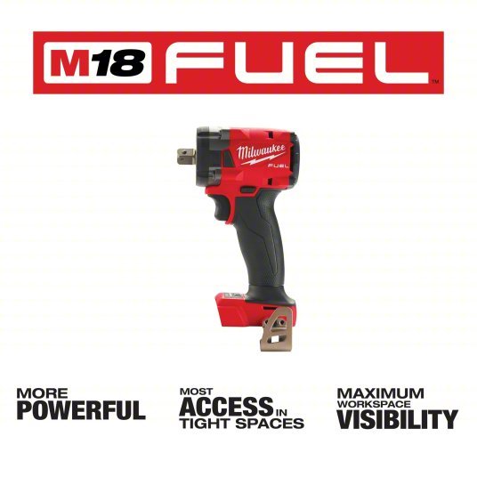 Milwaukee 2855P-20 Impact Wrench 1/2 in Square Drive Size, 250 ft-lb Fastening Torque, 250 ft-lb Breakaway Torque