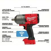 Milwaukee 2863-20 Impact Wrench 1/2 in Square Drive Size, 1,000 ft-lb Fastening Torque, 1,400 ft-lb Breakaway Torque