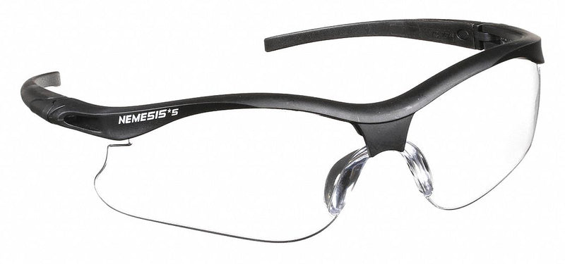 Kleenguard 38474 Safety Glasses, Clear Lens, Half-Frame, Uncoated, Black Frame, Nemesis(TM) Series