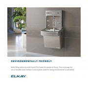 Elkay EZS8WSSK Drinking Fountain /W Bottle Filler On-Wall, Refrigerated, 39 1/8 in Ht, SS