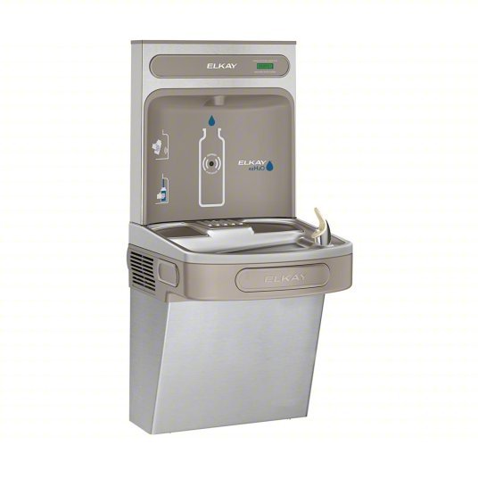 Elkay EZS8WSSK Drinking Fountain /W Bottle Filler On-Wall, Refrigerated, 39 1/8 in Ht, SS