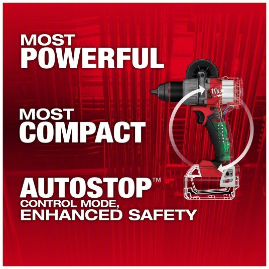 Milwaukee 2903-20 Drill 18V DC, Compact Premium, 1/2 in Chuck, 2,100 RPM Max., 1,400 in-lb Max Torque