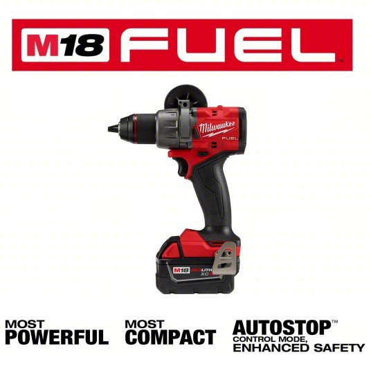 Milwaukee 2903-22 Drill 18V DC, Compact Premium, 1/2 in Chuck, 2,100 RPM Max., 1,400 in-lb Max Torque, LED