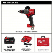 Milwaukee 2903-22 Drill 18V DC, Compact Premium, 1/2 in Chuck, 2,100 RPM Max., 1,400 in-lb Max Torque, LED