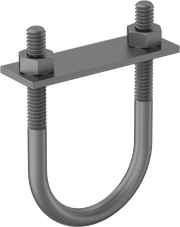McMaster 2936T72 Galvanized Steel U-Bolt, with Mounting Plate, 1/4"-20 Thread Size, 1-1/2" ID