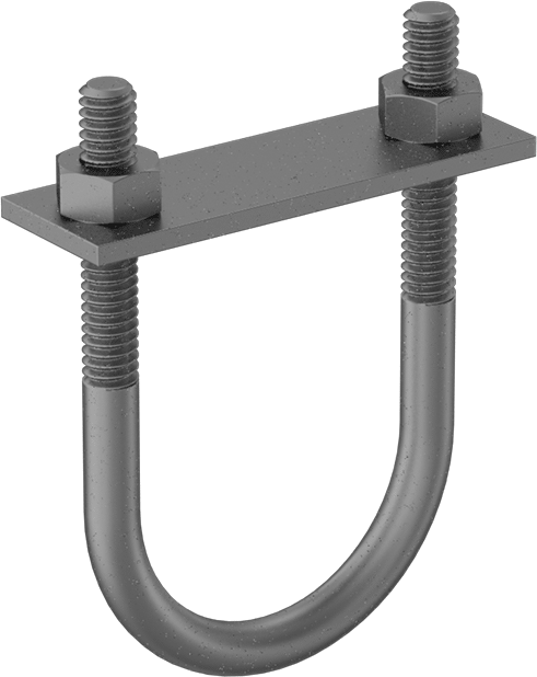 McMaster 2936T72 Galvanized Steel U-Bolt, with Mounting Plate, 1/4"-20 Thread Size, 1-1/2" ID
