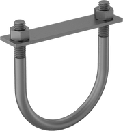 McMaster 2936T81 Galvanized Steel U-Bolt, with Mounting Plate, 5/16"-18 Thread Size, 2-1/2" ID