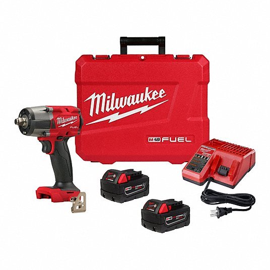 Milwaukee 2962-22R Impact Wrench Kit 1/2 in Drive Size, 550 ft-lb Fastening Torque, Brushless, 18 V DC Volt