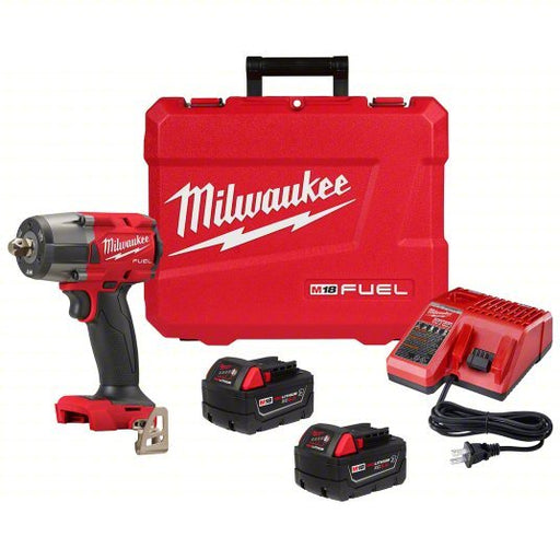 Milwaukee 2962P-22R Impact Wrench Kit 1/2 in Drive Size, 550 ft-lb Fastening Torque, 650 ft-lb Breakaway Torque, 18 V