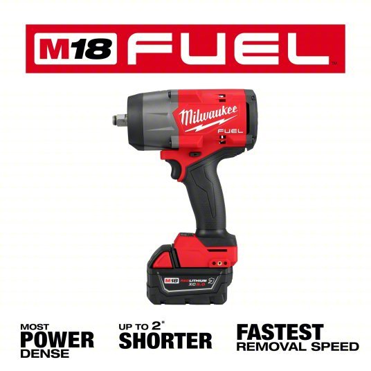 Milwaukee 2967-22 High Torque Impact Wrench Kit 1/2 in Drive Size, 1,100 ft-lb Fastening Torque, 1,500 ft-lb Breakaway Torque, Brushless