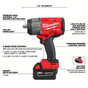 Milwaukee 2967-22 High Torque Impact Wrench Kit 1/2 in Drive Size, 1,100 ft-lb Fastening Torque, 1,500 ft-lb Breakaway Torque, Brushless