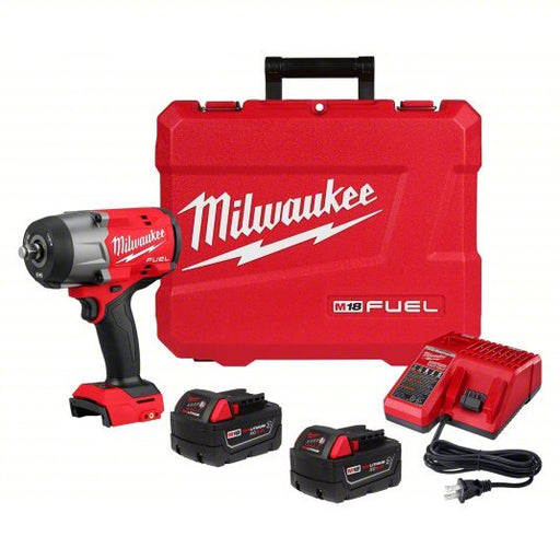Milwaukee 2967-22 High Torque Impact Wrench Kit 1/2 in Drive Size, 1,100 ft-lb Fastening Torque, 1,500 ft-lb Breakaway Torque, Brushless