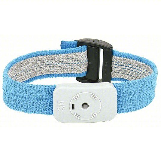 SCS 2368 Static Control Wrist Strap Fabric, Light Blue, 13 in Strap Lg - Max, 2 Strap Conductors, Coiled