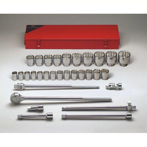 Wright 631 Socket Wrench Set 3/4 in Drive Size, 31 Pieces, 7/8 in to 2 3/8 in Socket Size Range - Redwood.KV29AT71