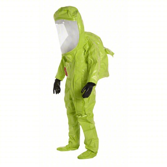 Dupont TK612TLYXL000100 Encapsulated Suit Hook-and-Loop, Front, Yellow, Taped Seam, Fully Encapsulated Suit, SCBA