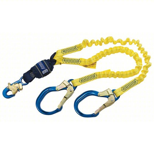 3M DBI-SALA 1246145 Shock-Absorbing Lanyard Shock Pack, Aluminum Rebar Hook, Aluminum Snap Hook, 2 Legs