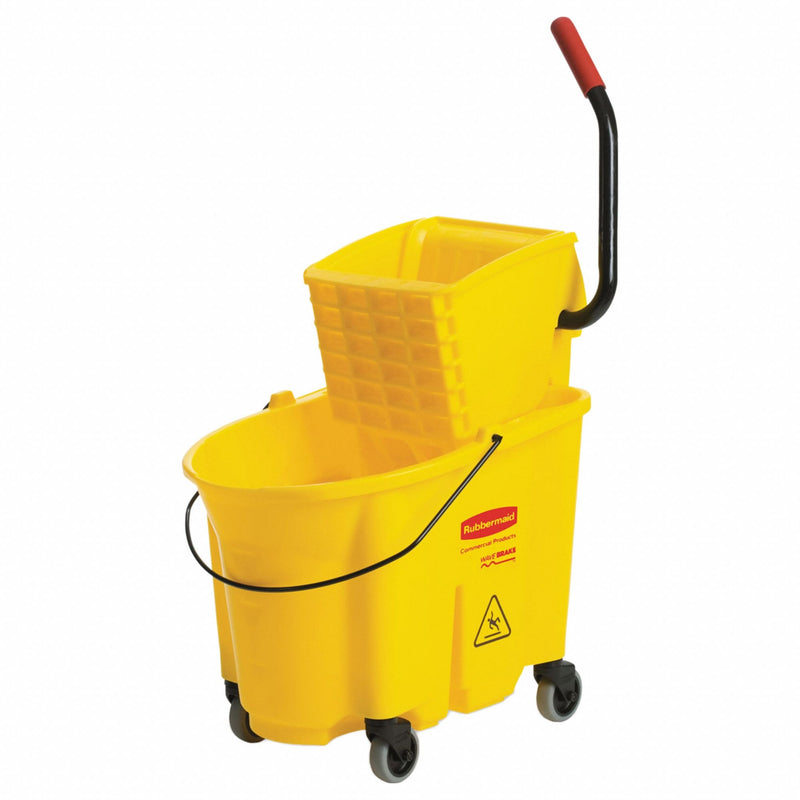 Ability One 7920-01-343-3776 Mop Bucket and Wringer, Side Press, 8 3/4 gal, Yellow