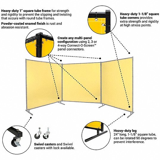 Steiner 534HD-6X8 Welding Screen Vinyl, 6 ft Ht, 8 ft Wd, Yellow, 1 in Frame, Yellow