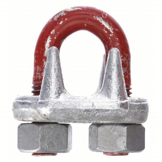 Crosby 1010015 Wire Rope Clip U-Bolt, Steel, For 1/8 in Wire Rope Dia., 3 1/4 in Rope Turn Back