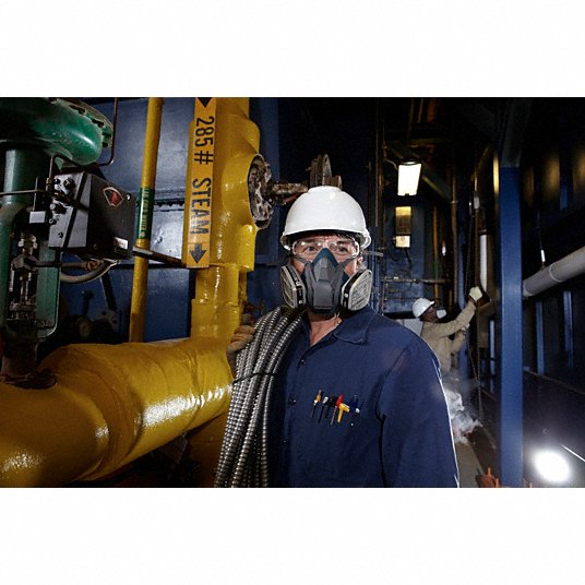 3M 6501QL Half Mask Respirator Rugged Comfort 6500, 0 Cartridges Included, Silicone, S Mask Size