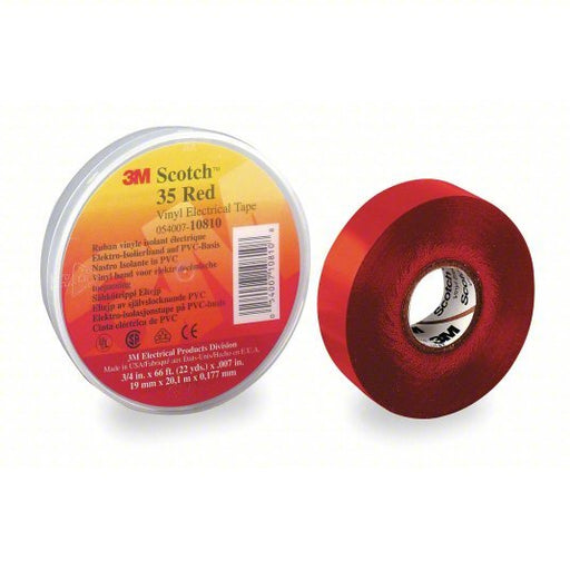 3M 10810 Vinyl Electrical Tape, 35, Scotch, 3/4 in W x 66 ft L, 7 mil thick, Red, 1 Pack - Redwood.KV2A229