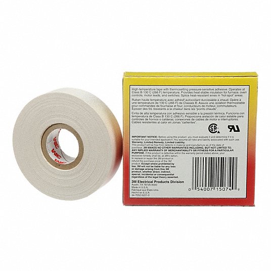 3M 27-3/4"X66' Electrical Tape 3/4 in Wd, 22 yd Lg, 7 mil Thick, Fiberglass Cloth, Rubber, 600 V Volt Rating